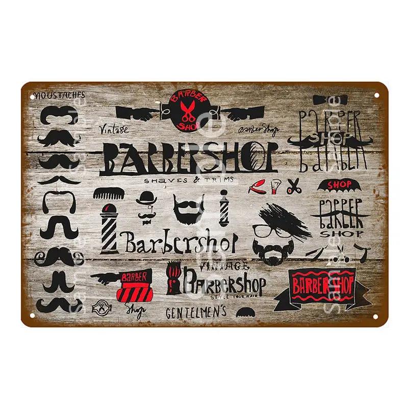 Vintage Barber Shop Metal Signs Shaving Hair Cut Poster Cafe Bar Pub Retro Plaque Haircut and Shave Beard Iron Plates YL002