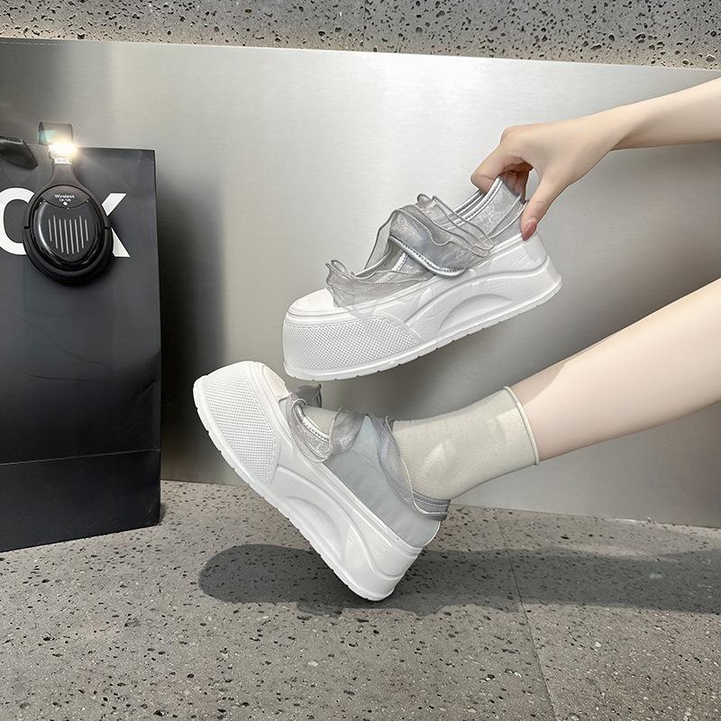 Mesh thick-soled Mary Jane shoes women's summer versatile shallow mouth breathable casual shoes niche women's shoes tide