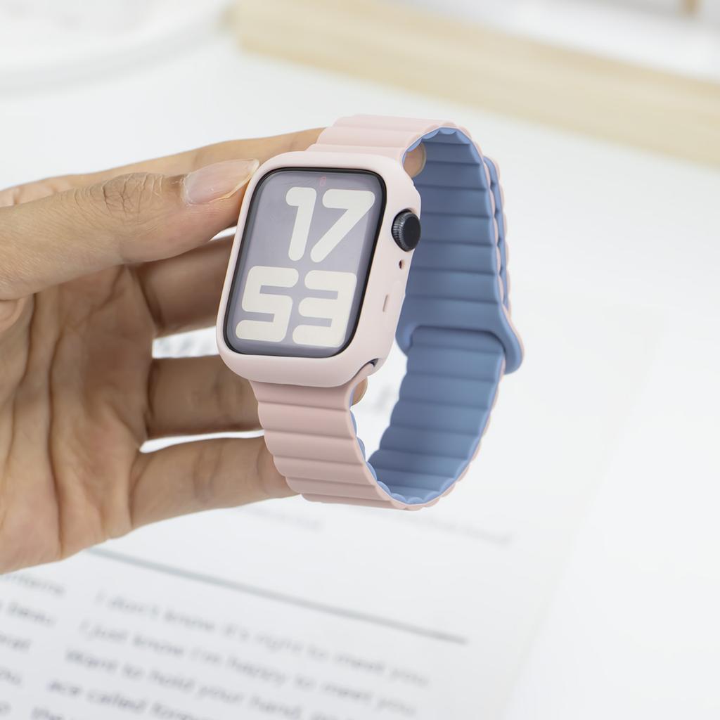 Silikonarmband + Hülle für Apple Watch Armband Ultra 2 49mm 44mm 45mm 42 40mm 38 41mm Damenarmband für iWatch 9 7 8 6 5 4 SE Armband