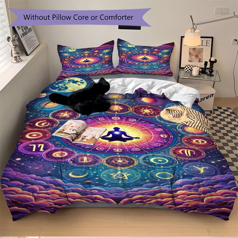 3pcs Cosmic Meditation Duvet Cover Set, Soft Comfortable Duvet Cover,Guest Room (1*Duvet Cover + 2*Pillowcase, Without Core) yy251104126