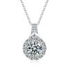 Sterling Moissanite Pendant Necklace Women 2ct Round Micro-Set Locket Chain Floral Design 21-50cm Adjustable