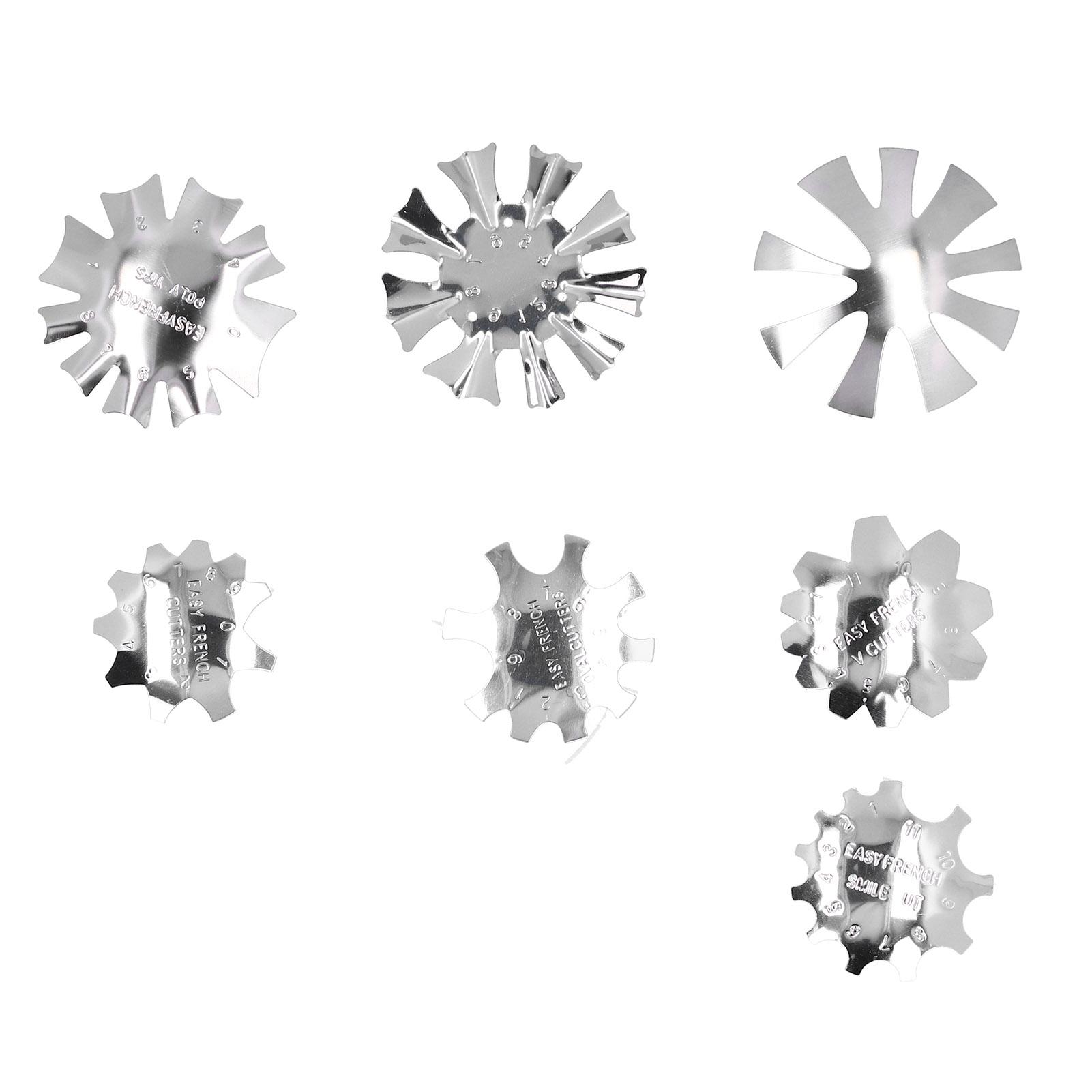 

7шт маникюрный триммер из нержавеющей стали для ногтей, резак для линии улыбки, шаблон, инструмент Silver