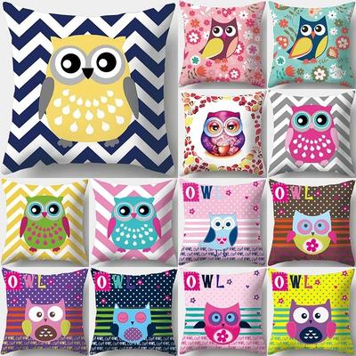 Owl Flower Decorative Pillowcase Living Room Office Home Pillowcase Car Ornaments