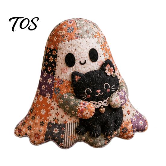 Halloween-Themen-Stoffbastel-Geister-Patchwork-Set, Niedliches Puppen-DIY-Nähset mit vorgeschnittenen kreativen Stoffen zur Stressbewältigung, Herbst-Feiertags-Set