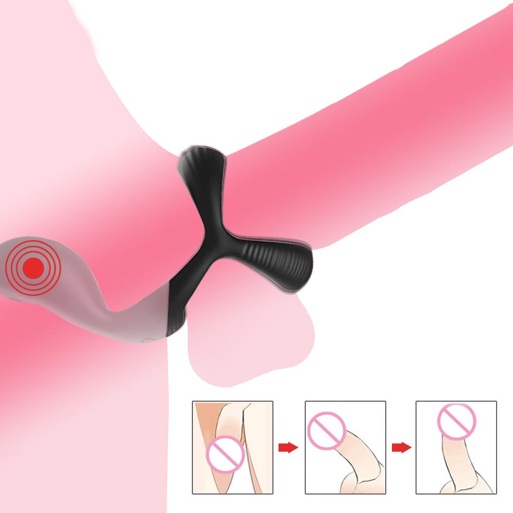 Couples Long Lasting Erection Anal Vibrator with Vibrating Cock Ring Prostate Massager Anal Plug Penis Ring Sex Toys for Man