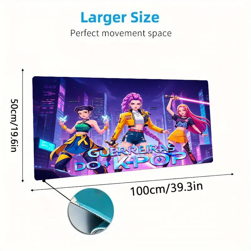 Cacciatori di Demoni Kpop Colore Tappetino Mouse Grande Tavolo da Gioco Cuscino Antiscivolo Laptop Tablet Tappetino Mouse Grande Tappetino XXL Mini PC Tappetino da Gioco Con Bordo Lock