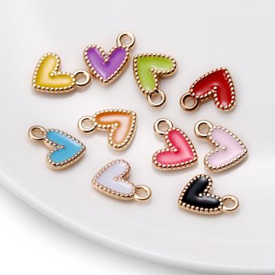 30Pcs/Lot 9*10mm Small Colorful Heart Shape Enamel Tiny Heart Charms Pendant for DIY Necklace Earrings Pendants Jewelry Making