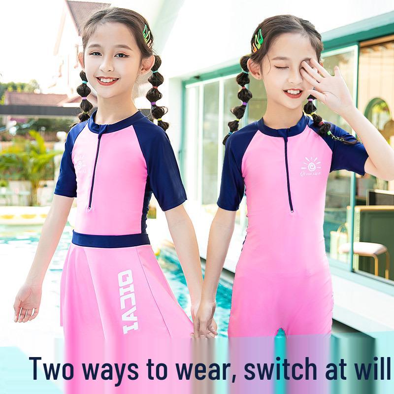 Girls' Princess Swimsuit: One-Piece Sun Protection for Toddlers To Teens.