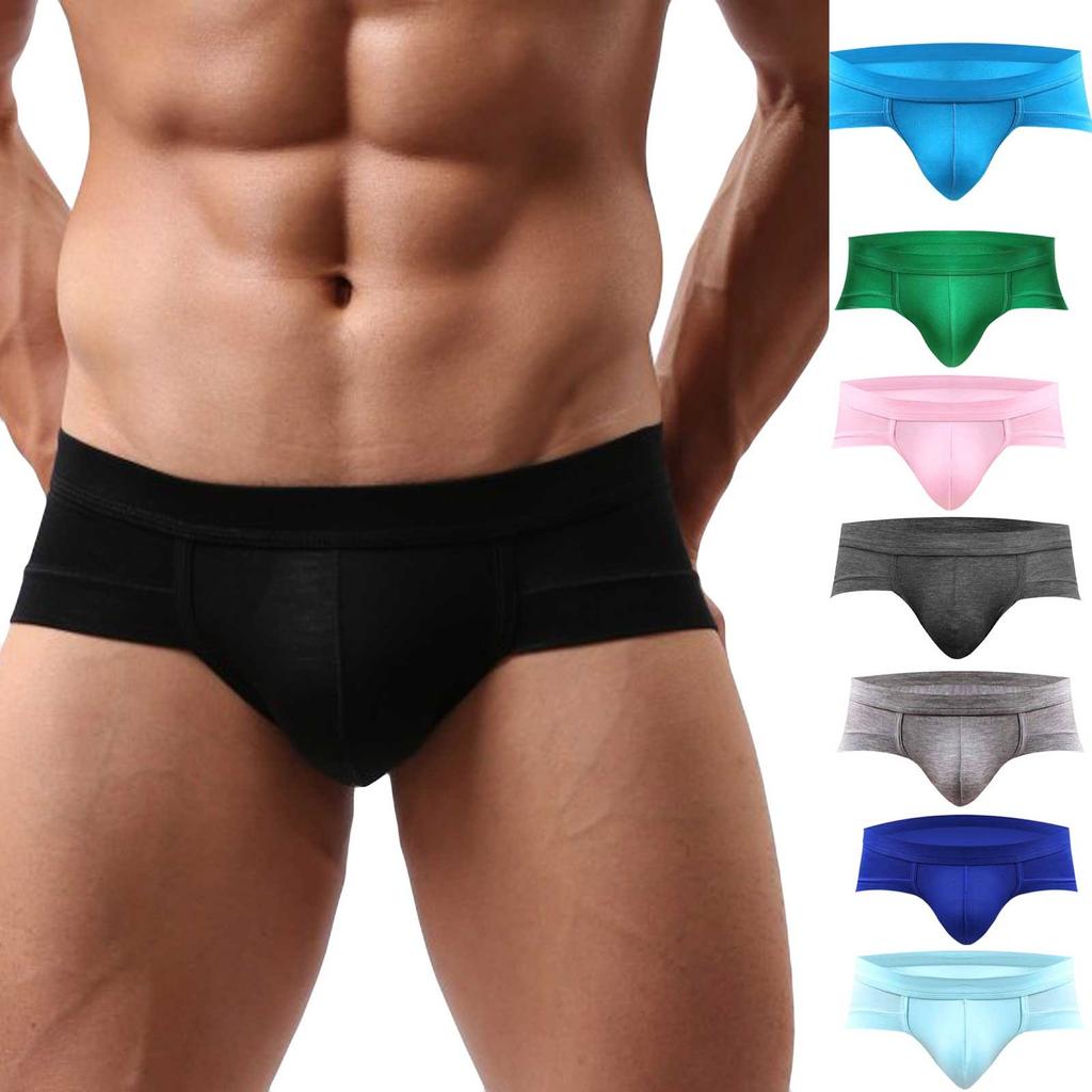 Mens Double Thong Cotton Boxers  Briefs Shorts Soft Bodybuilding Pouch Underpants