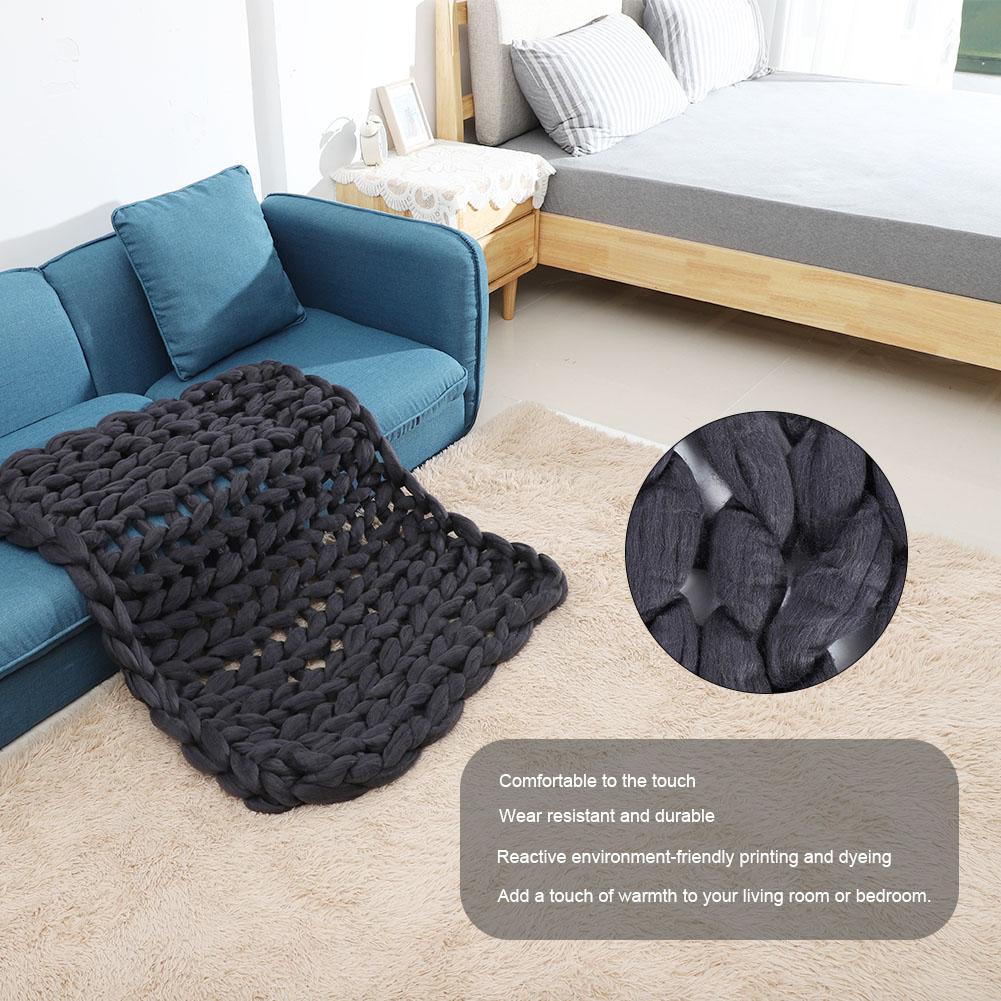 Knitted Chunky Plush Sofa BLANKET Warm Soft Super Big Bulky (Grey 60 * 60cm / 23.6 * 23.6in)