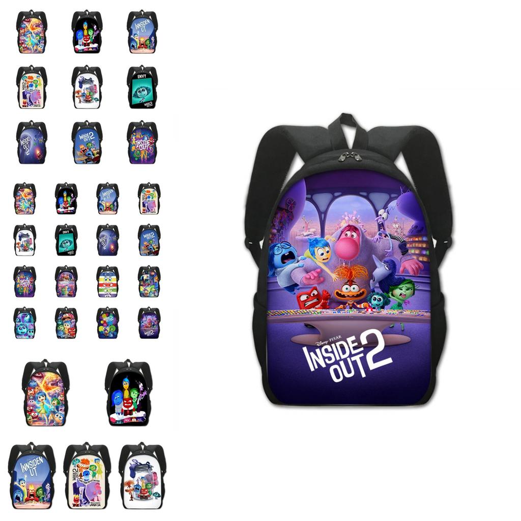 Adorable Inside Out 2 Cartoon Backpack For Kids Spacious Polyester School Bag