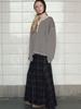 Viaplan Korean Autumn/Winter Elegant Retro Plaid Wool A-line Skirt