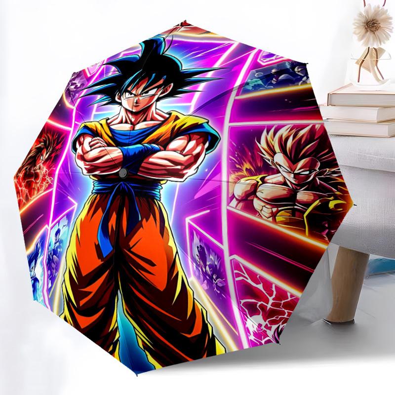 1ks Saiyan Super Saiyan Automatický skládací deštník, Odolný plast & Železo, Lehký pro venkovní denní použití 028