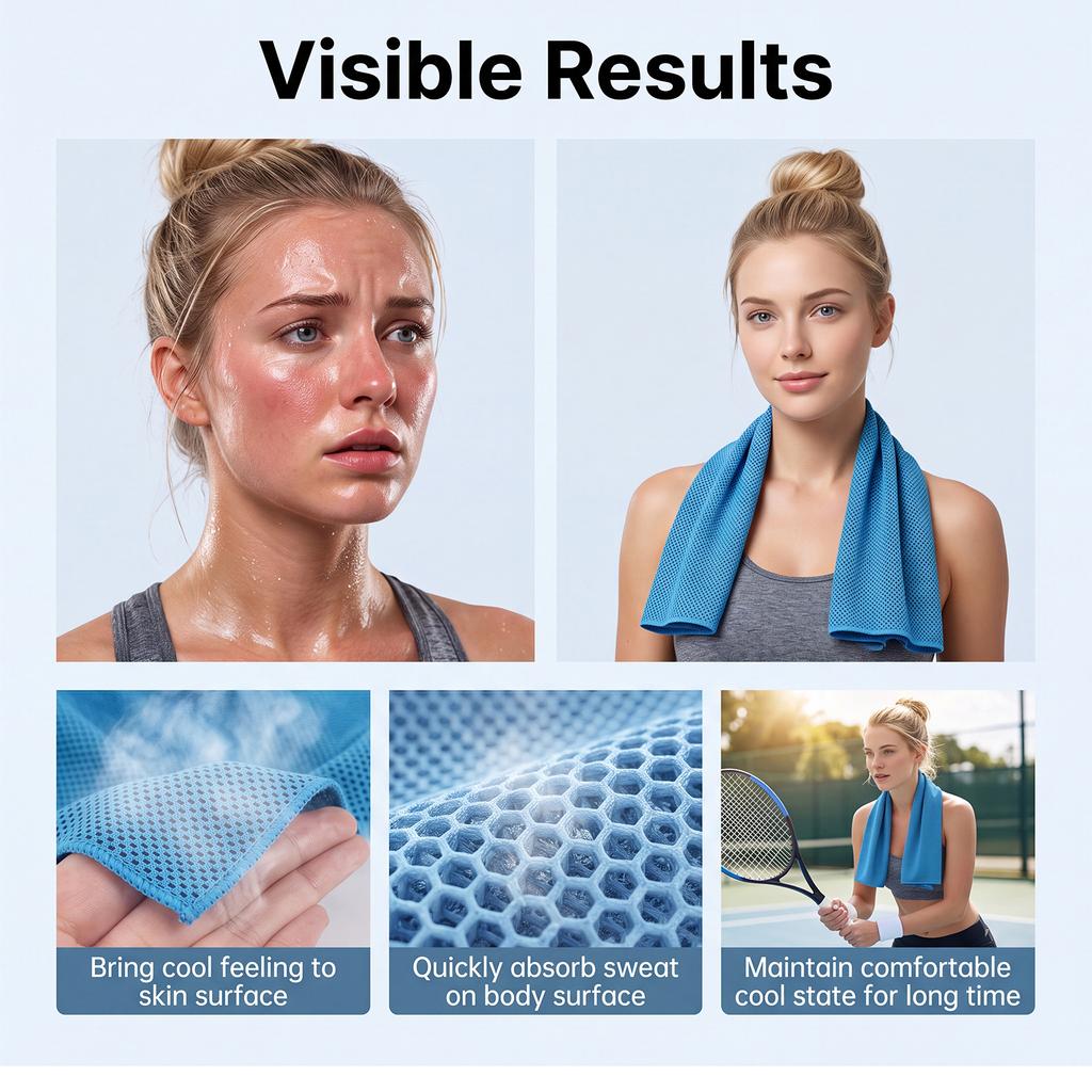 Towel for Neck, 3090 cm, Soft Breathable Microfiber, Ice Towel for Yoga, Sports, Running, Gym, Workout, Fitness