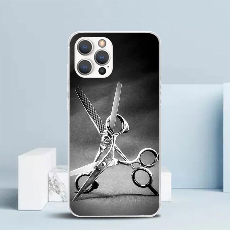 Hair Stylist Scissors Brush Phone Case For IPhone 16 17 Air 16E 15 14 Plus 13 Mini 12 11 Pro Max 7 8 + SE 2020 Soft TPU Back Cov