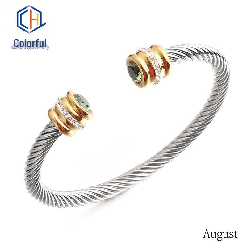 European & American 18K Gold-Plated Stainless Steel Bracelet with Zirconia