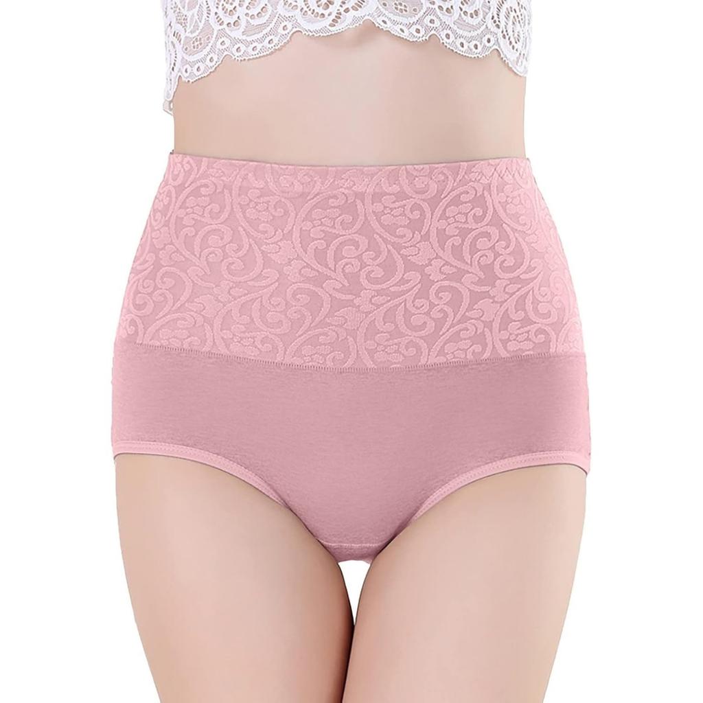 5 Pack High Waist Cotton Underwear for Women Full Coverage Floral Print Panties Soft Breathable Briefs Multicolor