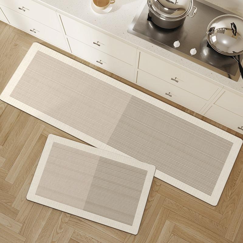 Rug For Kitchen Floor Mat Pvc Waterproof Leather Foot Mats Oil-Proof Non-Slip Long Carpet Simple Lines Home Decoration Rugs