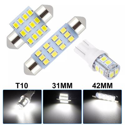 24pcs Universal T10 Car Led Light Bulb White Car Interior Dome License Plate Festoon Map Reading Light Mixed Lamp Set