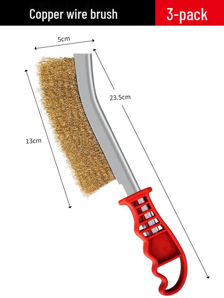 Industrial Stainless Steel Wire Brush with Handle - Copper Wire for Grill and Rust Cleaning