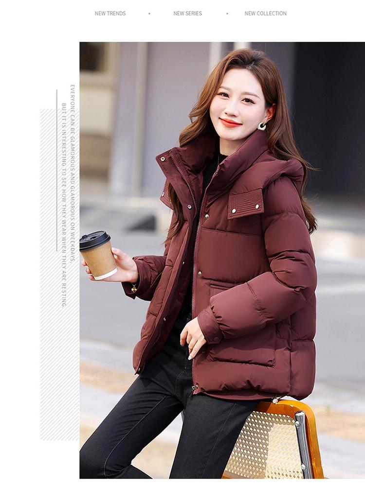 Women’s Short Hooded Windproof Thicken Warm Winter Jacket With Adjustable Hem