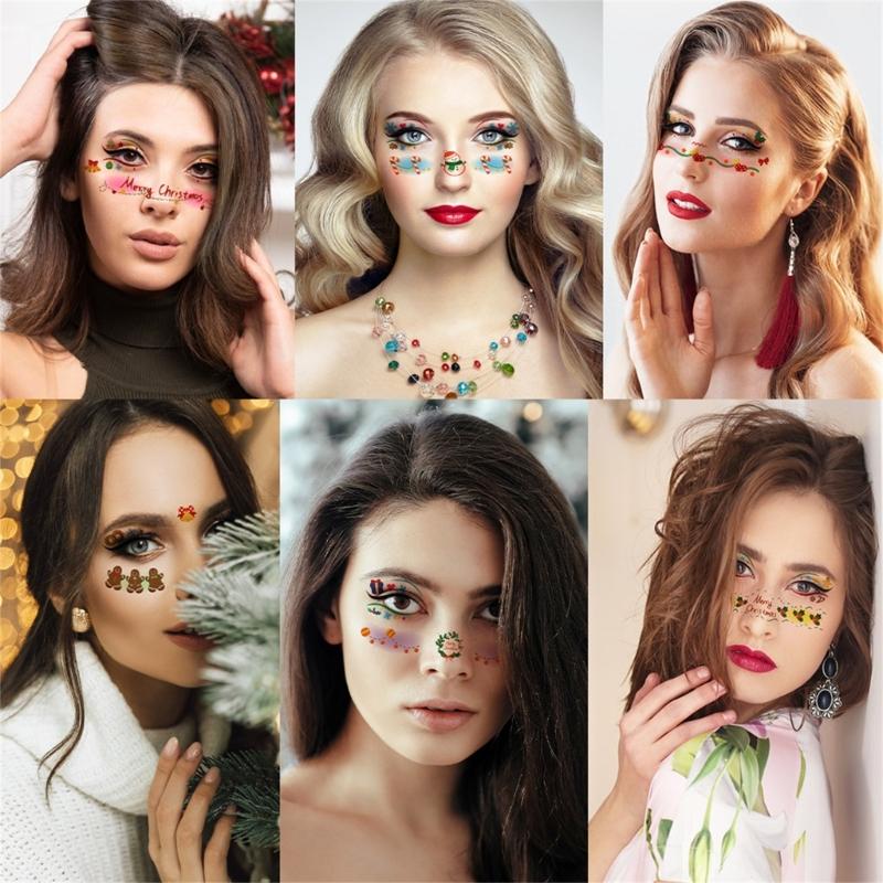 30 Efficient Skin Safe Face Decal for Christmas Parties Makeup Eye Cheek Art Temporary Body Sticker