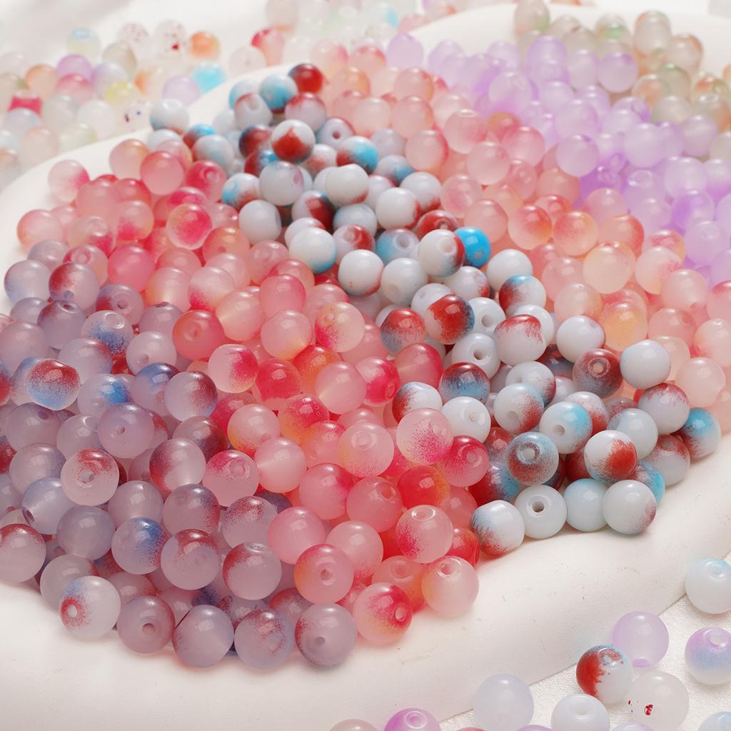 8mm Summer Dream Jelly Duplex Glass Round Beads Loose Beads DIY Handmade Bracelet Glaze Beading String Material Beads for Jewelry Making