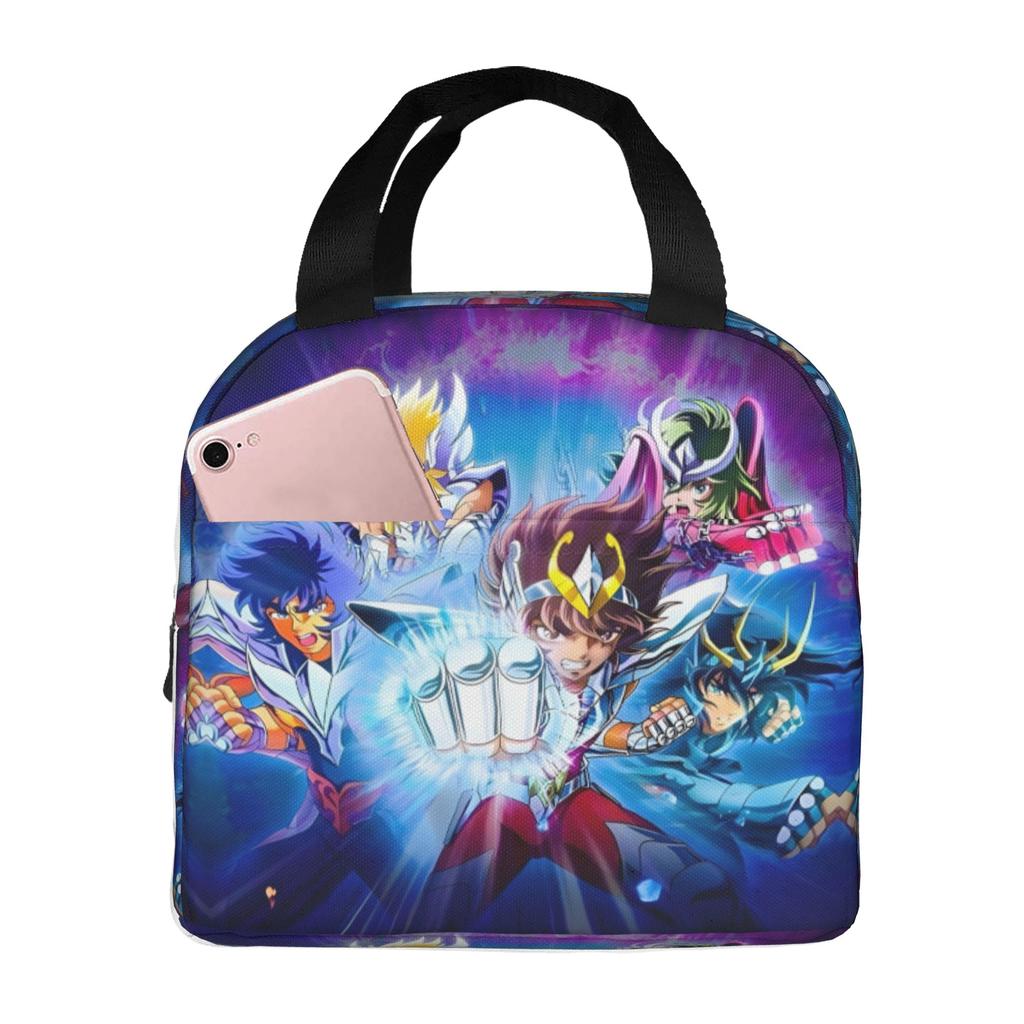 Custom Saint Seiyas Insulated Lunch Bag for Women Men Leakproof Anime Thermal Cooler Lunch Tote Beach Camping Travel