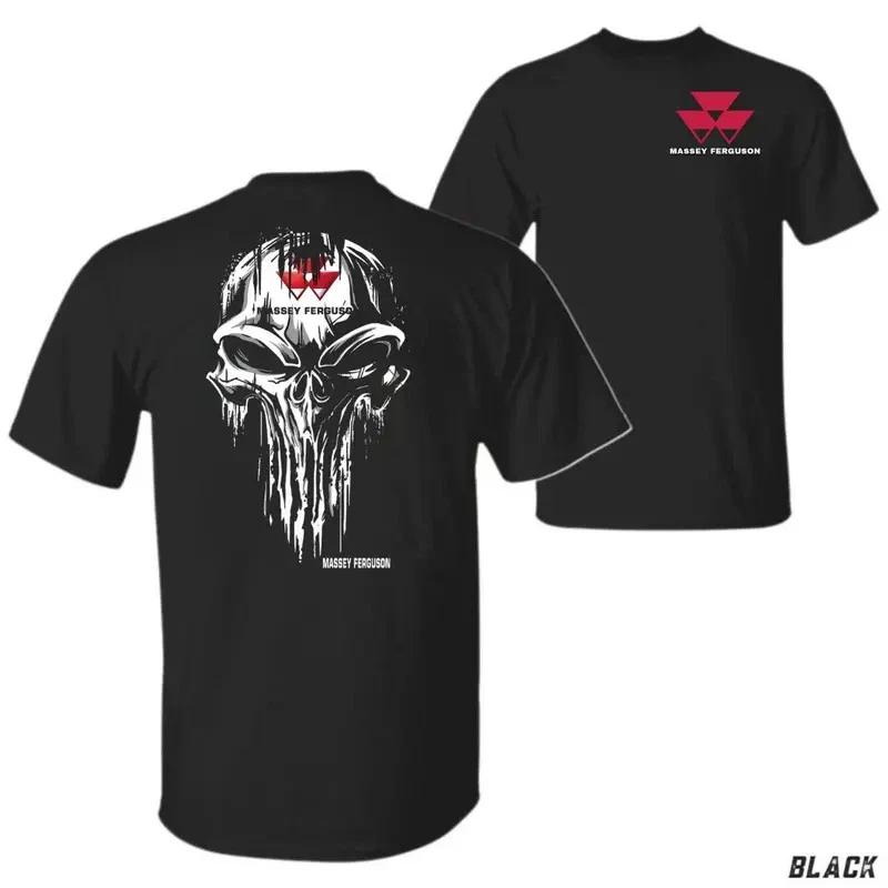 2Side Massey Ferguson Skull Shirt, Grim Farm Graphic Tee for Tractor Lovers. L