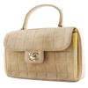 Chanel Chocolate Bar Handbag One Handle Brown/yellow Suede Women Used