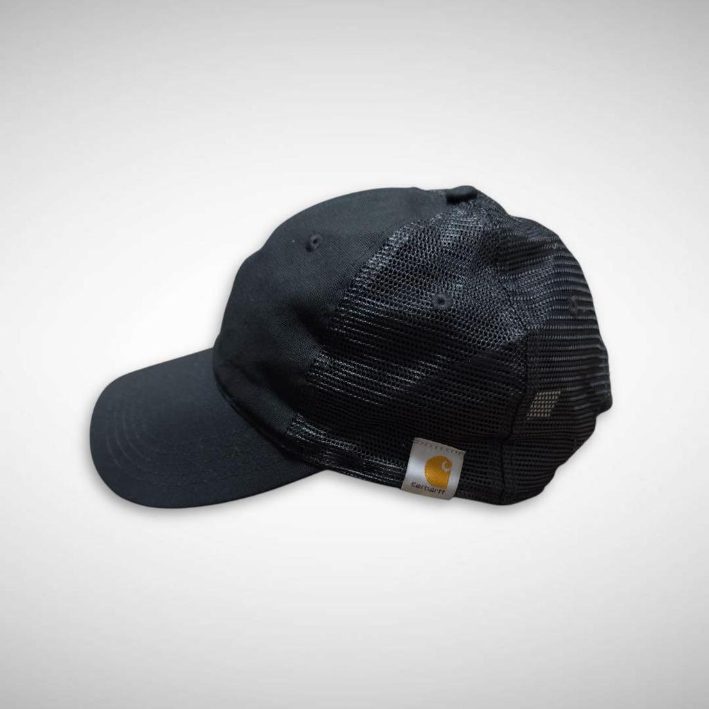 [USED] Carhartt Black Duck Mesh Cap, Solid Black Hat, Carhartt Snapback