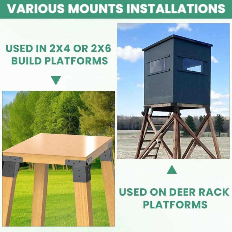 4pcs Carbon Steel Brackets Designed for Secure Assembly of Deer Stands and Shootings Ranges Including Complete Hardware Kit