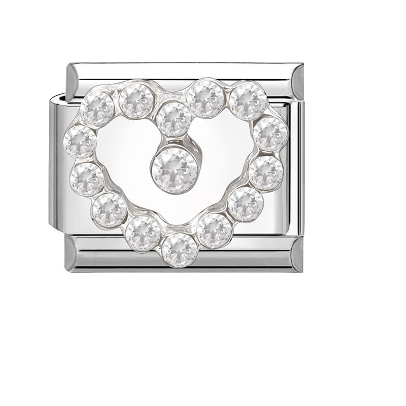 Shiny Zircon Bow Knot Cherry Heart Butterfly Pendant Italian Charm Links Fit 9mm Stainless Steel Bracelet Women DIY Making Gift