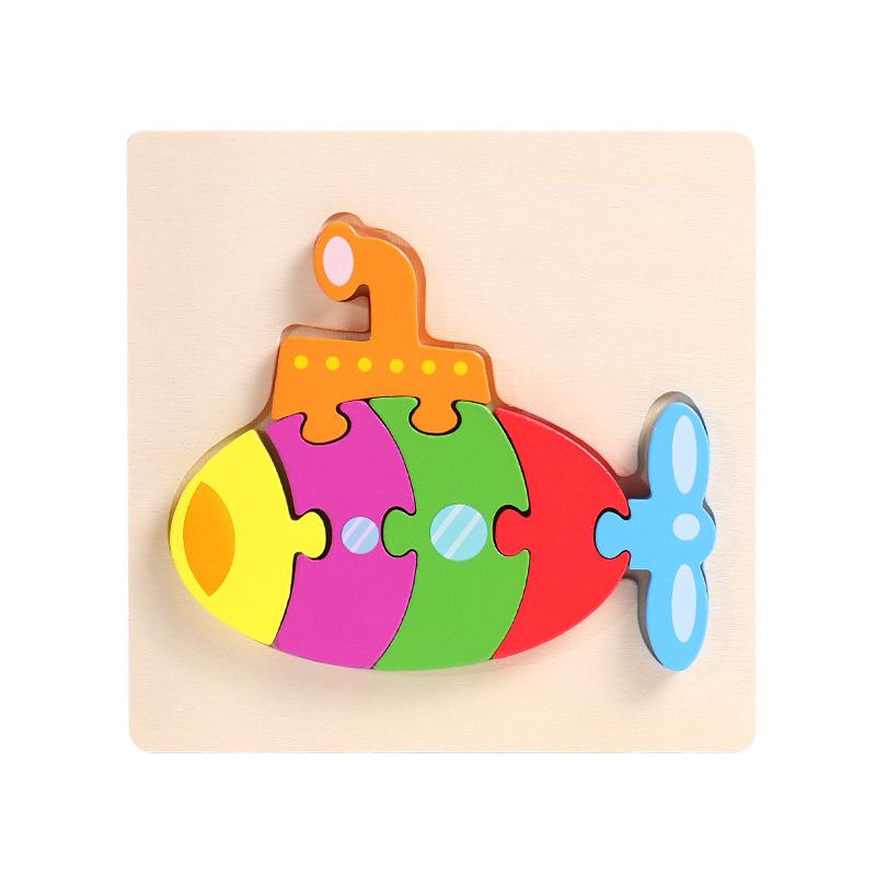 Wooden 3D Three-Dimensional Puzzle Children'S Educational Toys Infant Montessori Early Education Intellectual Development Puzzle Board