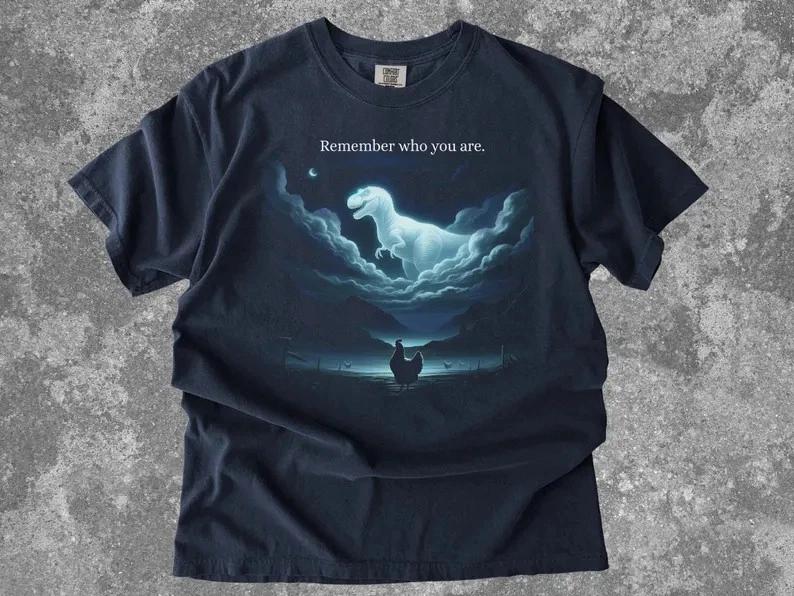 Remember Who You Are Chicken Dinosaur Shirt Funny Evolution Meme Tee 2XL