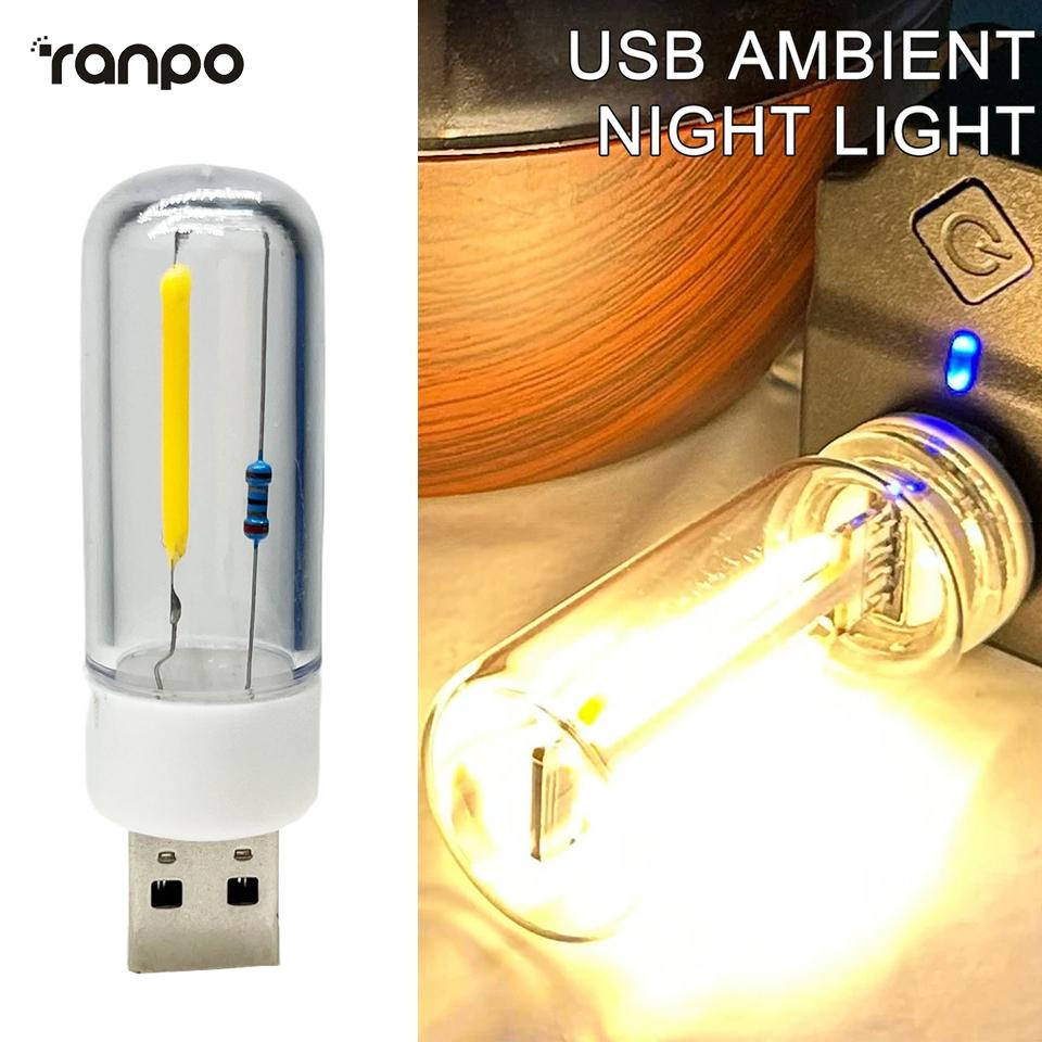 Led Camping Light 1w Incandescent Decorative Filament Lighting Edison Night Touch White Retro Mini Bulb Cold Lamp Car Usb Cob 5v