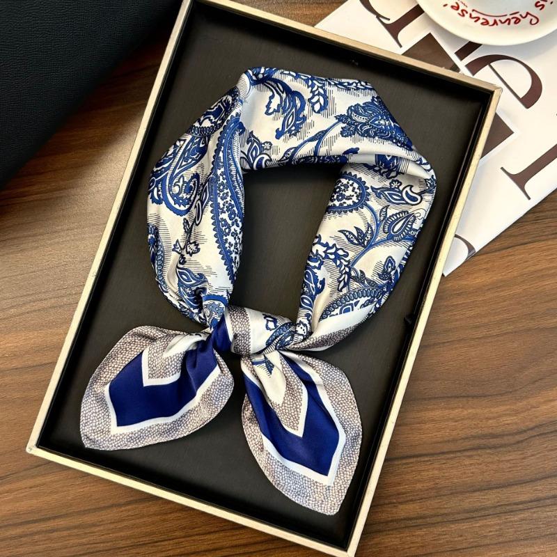 Polka Dot Silk Scarf Square Scarf High-end New Versatile Decorative Scarf Scarf Scarf Neck Cashew Flower Scarf Shawl Can Be Used As a Tube Top