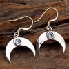 Orecchino Mezza Luna Topazio Azzurro Argento, Argento Sterling 925, Gioiello Fatto a Mano, Gioiello da Donna