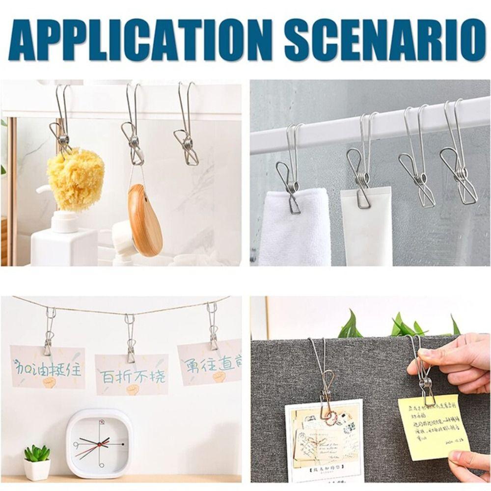 6Pcs Durable Long Tail Clip Organizer Metal Clothespins Multifunctional Towel Organizer  Closet