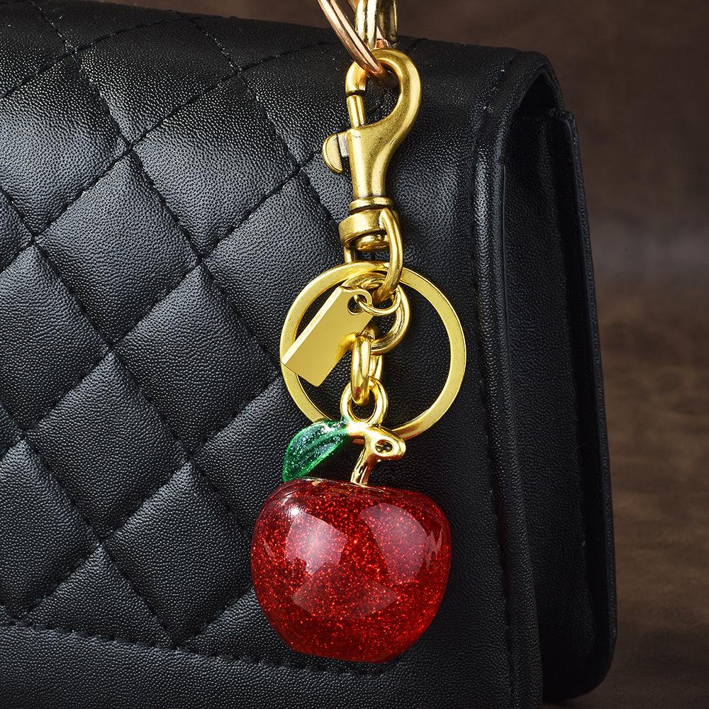 Exquisite Apple Keychain Pendant: Cute Bag Charm & Car Accessory