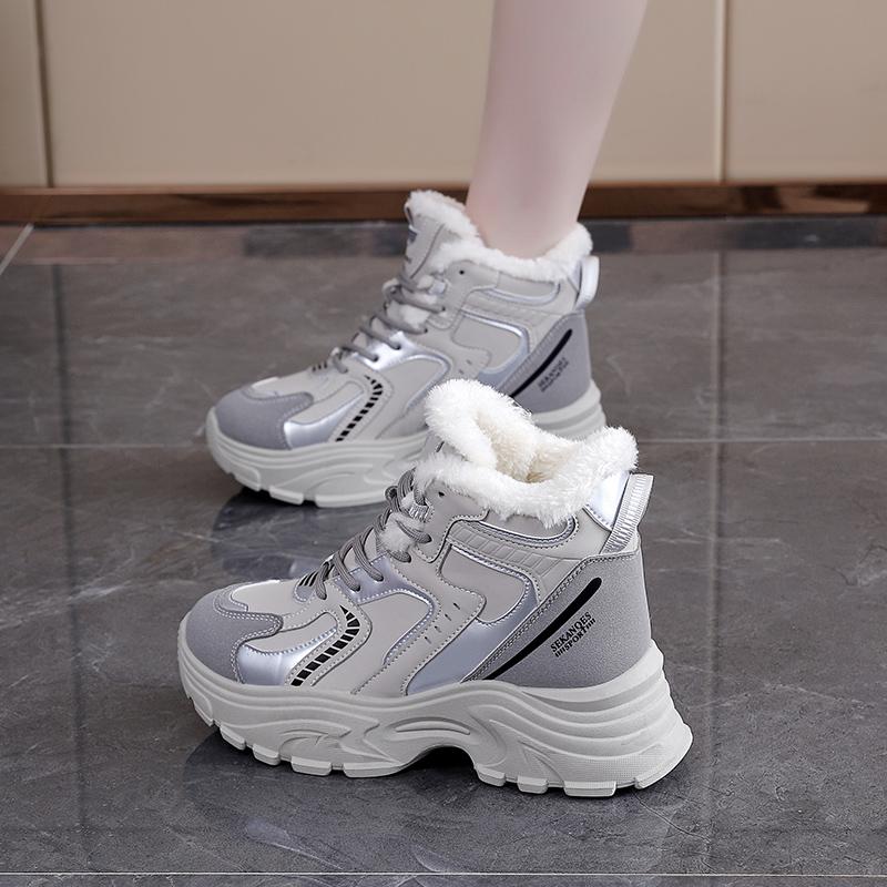 TUINANLE Winter Sneakers with Fur Shoes Woman Casual Sports Skateboard Trainers Women Comfort Warm Plush Athletic Shoes