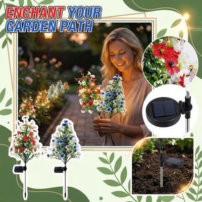 Outdoor Garden Landscape Decorative Stake Light with Artificial Flower Tree Design Powered for Yard Patio Lawn