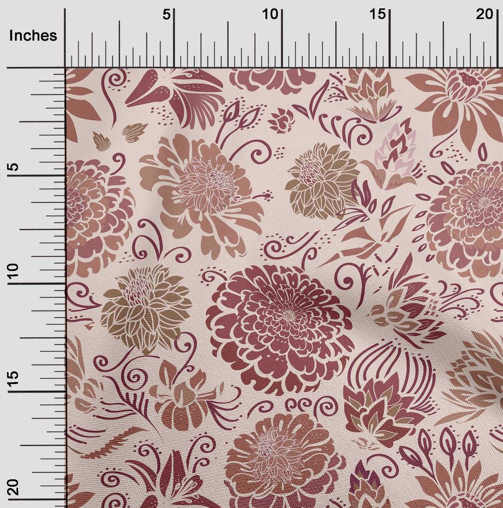 oneOone Cotton Flex Braun Stoff Asiatisch Chinesisch Blumen Kleid Material Stoff Druck Stoff Meterware 40 Zoll