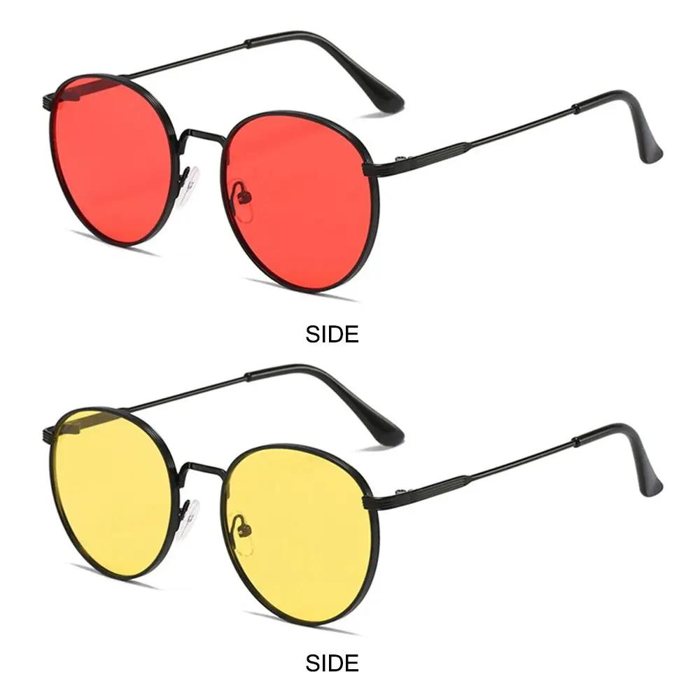 Stylowe Okrągłe Okulary Przeciwsłoneczne Vintage Metalowa Oprawka Ochrona UV Okulary Przeciwsłoneczne Letnie Akcesoria Streetwear dla Kobiet Mężczyzn