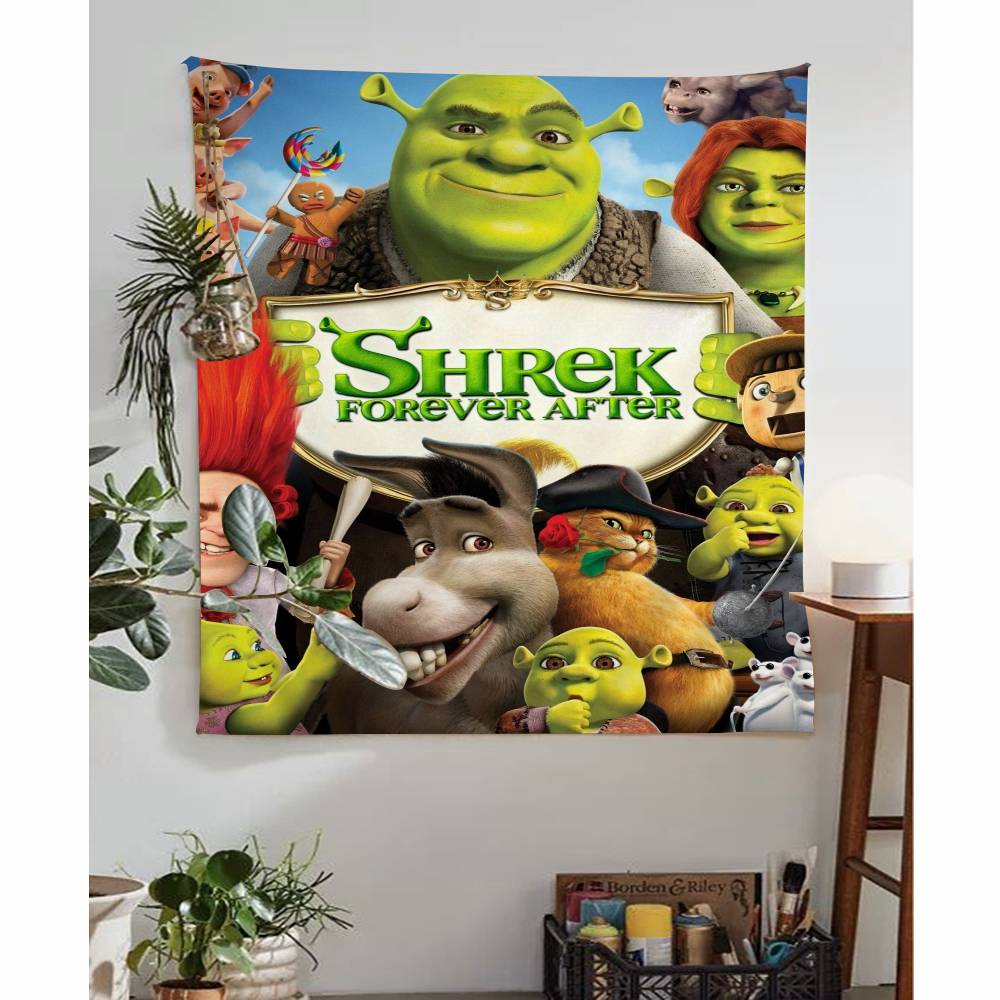Cartoon Shrek Tapestry Art Printing Japanese Wall Tapestry Anime Wall Hanging Home Decor