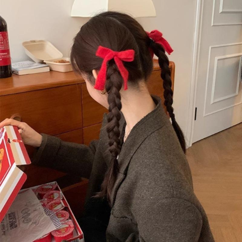 2Pcs/set Korean Winter Knit Bow Hair Clip Fashion Crochet Barrettes for Schoolgirl Cute Hair Accessories All-Match Headwear