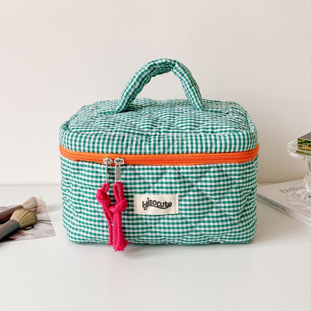 3pcs/Set Plaid Cosmetic Bag Set Simple Style Large Capacity Portable Cosmetic Tools Storage Bag for Home Bathroom Toiletry Bag