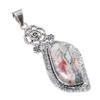 Pinolith Gemstone Handmade 925 Sterling Silver Jewelry Pendant 3.35" SU-9981