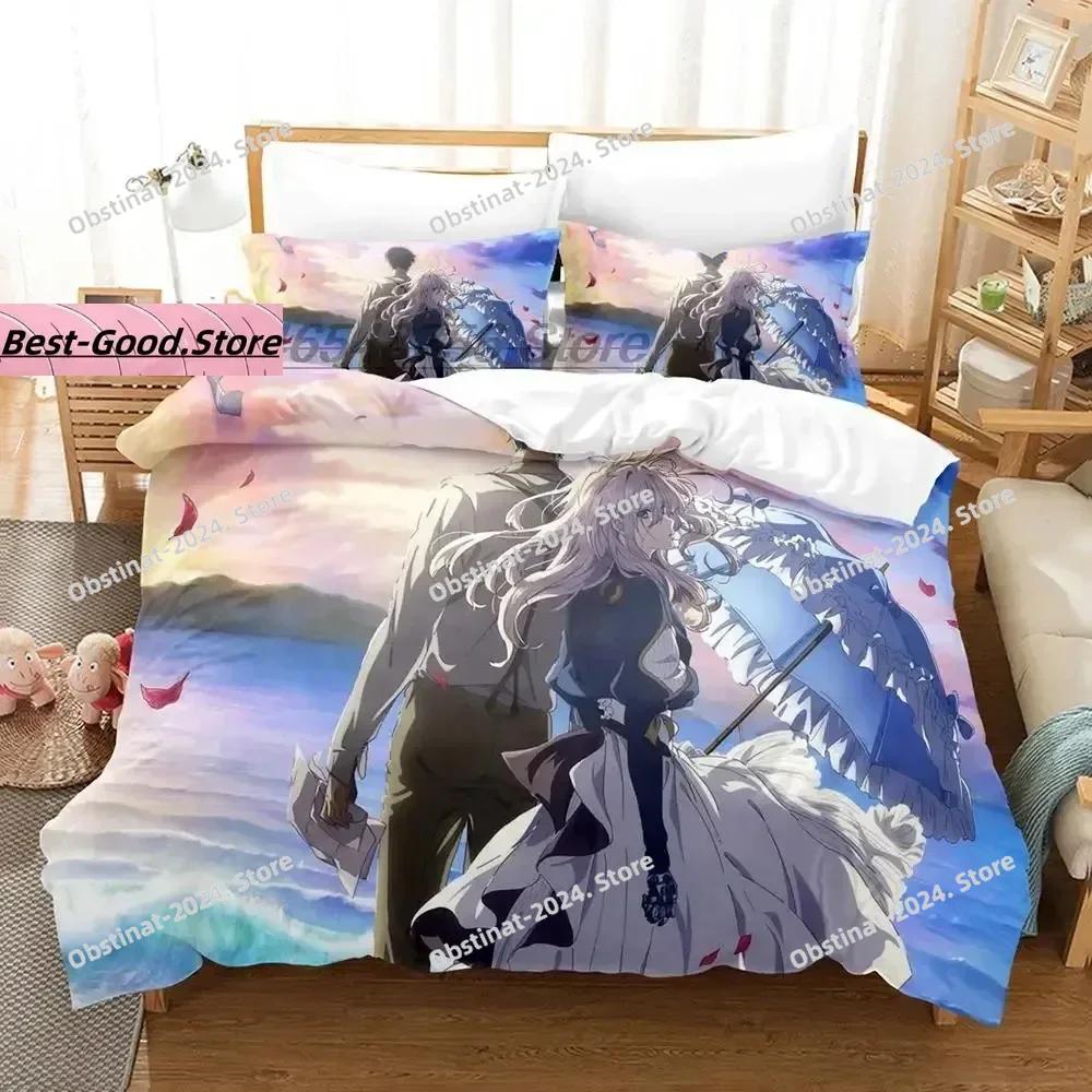 Violet Evergarden Beding Set Single Twin Ful Quen King-Sized Dimensionsd Dimensions Bed Linen Set Aldult Kid Bedrom Duvetcover Sets 3D Anime Bed Shet