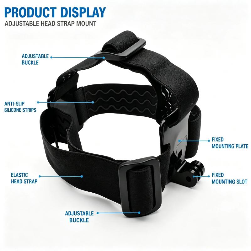5Pcs Anti-Slip Head Harness Mount Kit Universal Fit Mobile Phones Action Cameras for Hiking Skiing First-Person Filming